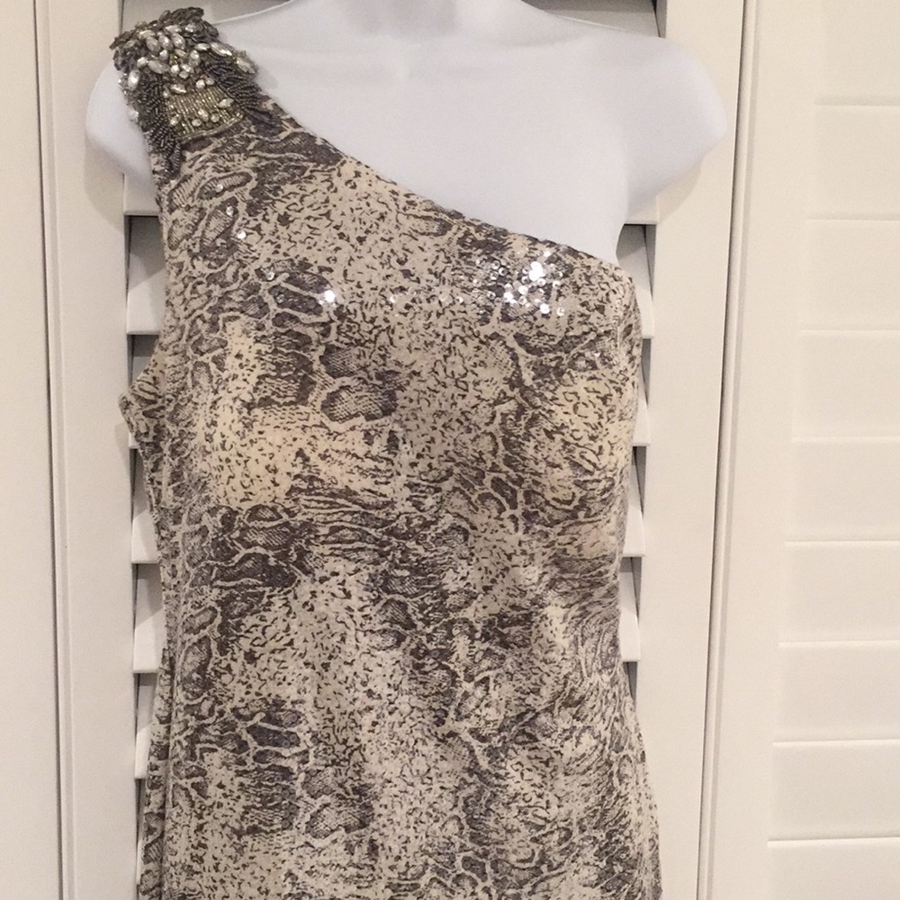 Cache Size 10 Long Sequin One Shoulder Dress - image 3
